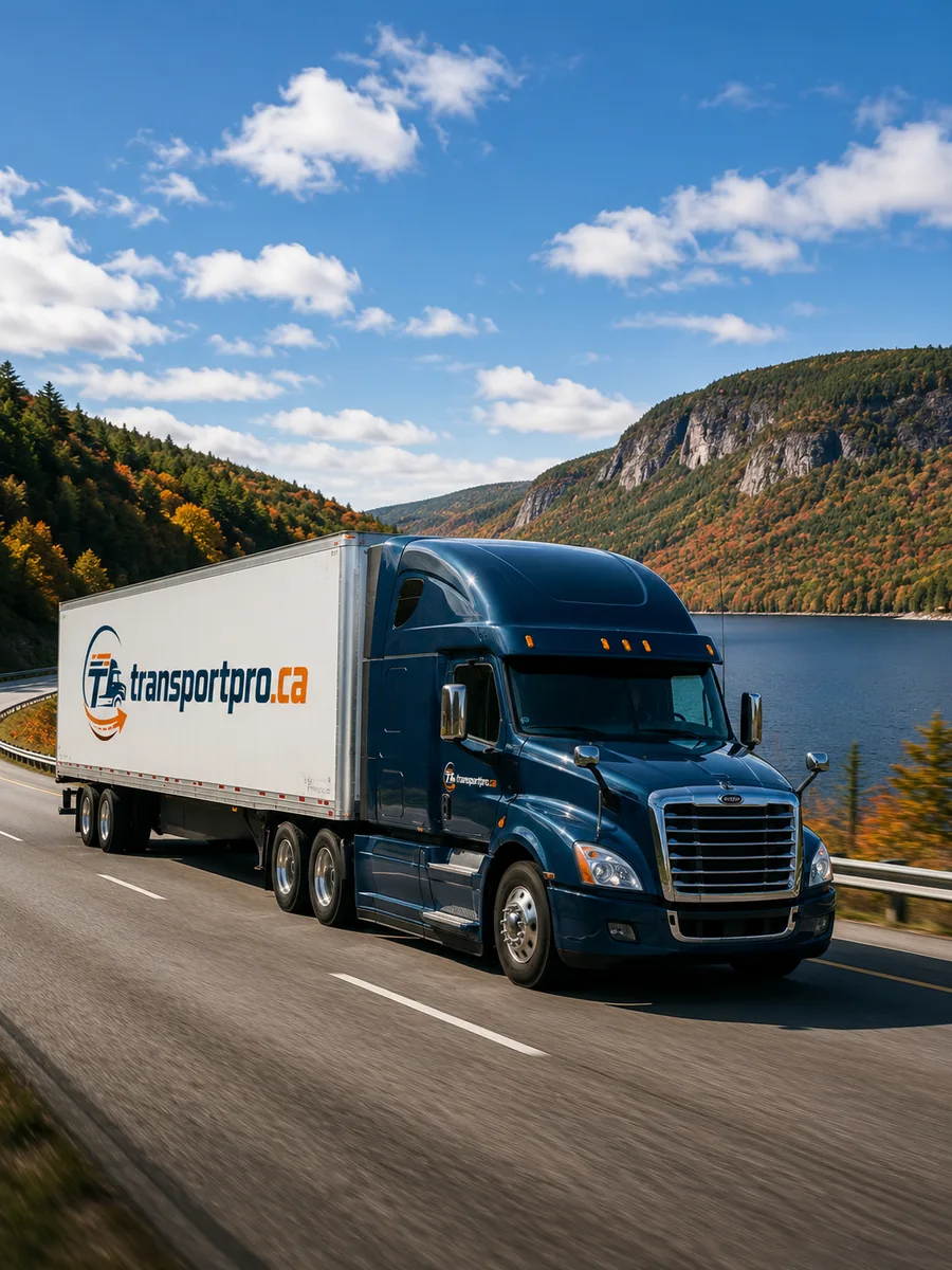 Camion de transport sur une autoroute au Québec